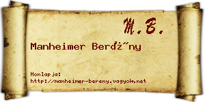 Manheimer Berény névjegykártya